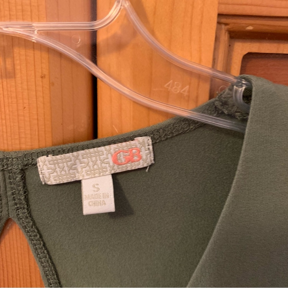 GB.  Olive color. Tie Front, long sleeve mini dress. Size Small. Cut out… - Picture 8 of 13